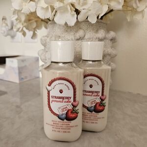 Bath & Body Works Strawberry Pound Cake Lotion 8 Oz Set Of Two New